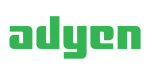 Het groene Adyen-logo in gestileerde, moderne letters op een transparante achtergrond.