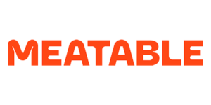 Logo van Meatable in dikke, rode hoofdletters tegen een zwarte achtergrond.